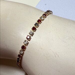 Chic Gold and Red Crystal Bracelet